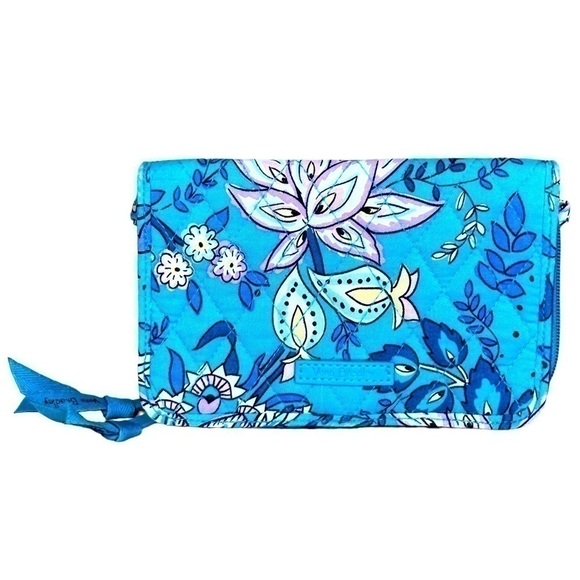 Vera Bradley Crossbody RFID Peacock Garden Handbag EUC - Picture 1 of 7
